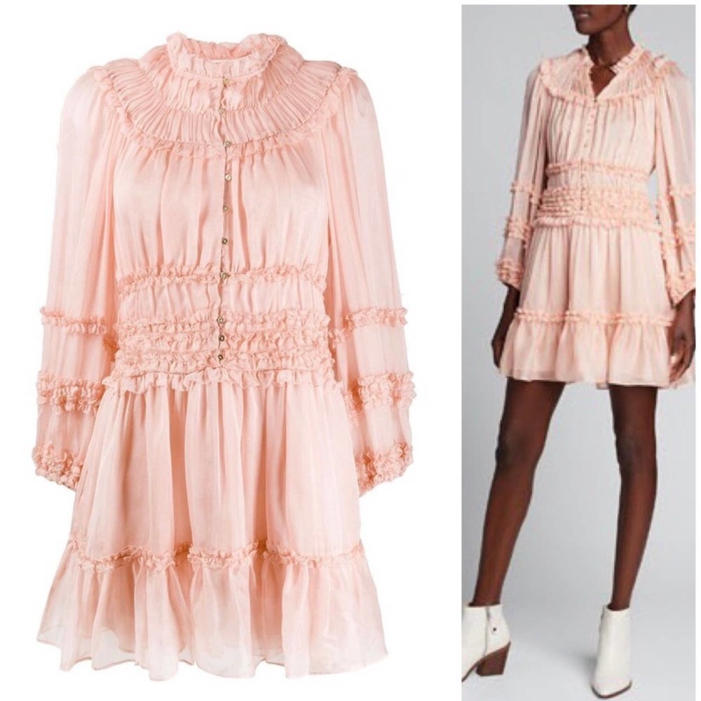 Ulla Johnson Blush Pink Ruffled Mini Dress